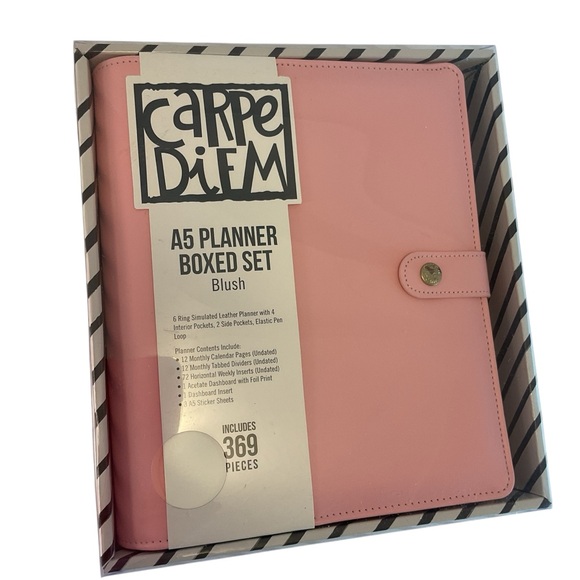 Carpe Diem A5 Planner Box Set W/Inserts Large Agenda 6 ring Binder "BLUSH" Pink - Picture 10 of 10